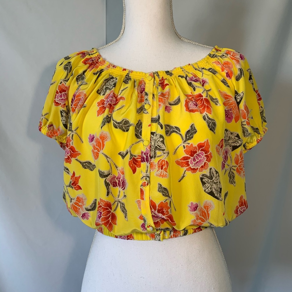 50% OFFJoie 100% silk floral crop top off shoulder